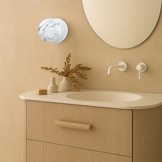 Lexi Odessa Marble Opal Glass LED Wall Light with White Base White/Small