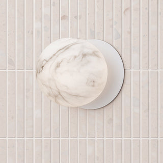 Lexi Odessa Marble Opal Glass LED Wall Light with White Base White/Small