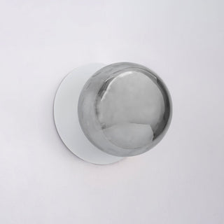 Lexi Odessa Molten Ripple Glass LED Wall Light with White Base White/Small