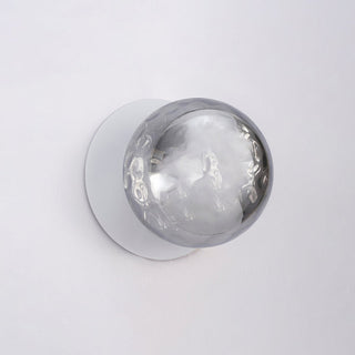 Lexi Odessa Molten Ripple Glass LED Wall Light with White Base White/Small