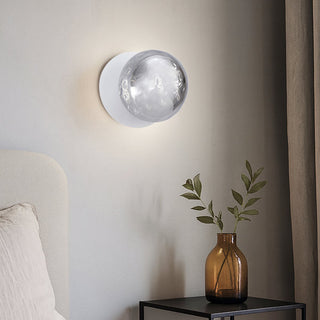 Lexi Odessa Molten Ripple Glass LED Wall Light with White Base White/Small