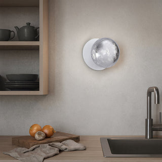 Lexi Odessa Molten Ripple Glass LED Wall Light with White Base White/Small