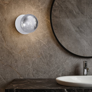Lexi Odessa Molten Ripple Glass LED Wall Light with White Base White/Small