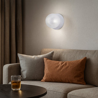 Lexi Odessa Diamond Cut Glass LED Wall Light with White Base White/Small