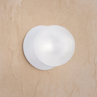Lexi Odessa Diamond Cut Glass LED Wall Light with White Base White/Small