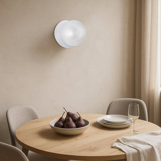 Lexi Odessa Diamond Cut Glass LED Wall Light with White Base White/Small