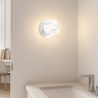 Lexi Odessa Marble Opal Glass LED Wall Light with Chrome Base White/Small