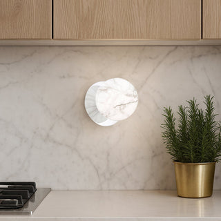 Lexi Odessa Marble Opal Glass LED Wall Light with Chrome Base White/Small