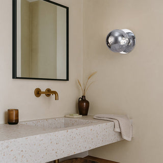 Lexi Odessa Molten Ripple Glass LED Wall Light with Chrome Base White/Small