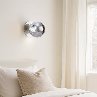 Lexi Odessa Molten Ripple Glass LED Wall Light with Chrome Base White/Small