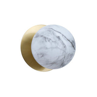 Lexi Odessa Marble Opal Glass LED Wall Light with Brass Base White/Small