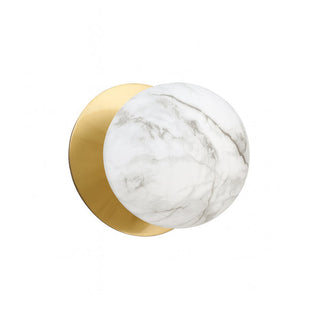 Lexi Odessa Marble Opal Glass LED Wall Light with Brass Base White/Small