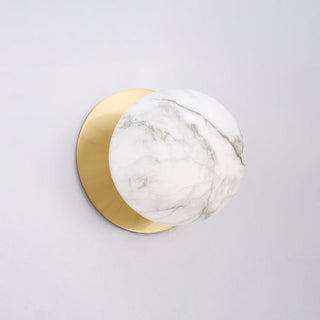 Lexi Odessa Marble Opal Glass LED Wall Light with Brass Base White/Small