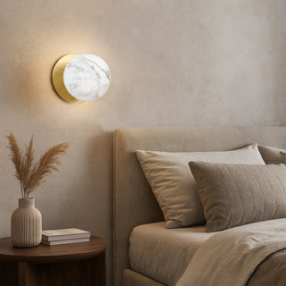 Lexi Odessa Marble Opal Glass LED Wall Light with Brass Base White/Small