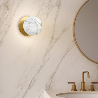 Lexi Odessa Marble Opal Glass LED Wall Light with Brass Base White/Small