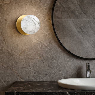 Lexi Odessa Marble Opal Glass LED Wall Light with Brass Base White/Small