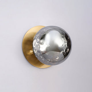 Lexi Odessa Molten Ripple Glass LED Wall Light with Brass Base White/Small
