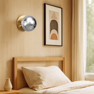 Lexi Odessa Molten Ripple Glass LED Wall Light with Brass Base White/Small