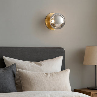 Lexi Odessa Molten Ripple Glass LED Wall Light with Brass Base White/Small