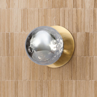 Lexi Odessa Molten Ripple Glass LED Wall Light with Brass Base White/Small