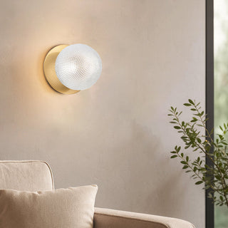 Lexi Odessa Diamond Cut Glass LED Wall Light with Brass Base White/Small