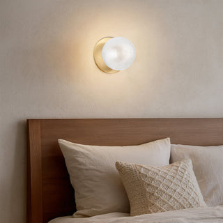 Lexi Odessa Diamond Cut Glass LED Wall Light with Brass Base White/Small