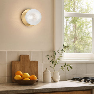Lexi Odessa Diamond Cut Glass LED Wall Light with Brass Base White/Small