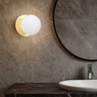 Lexi Odessa Opal Frosted Glass LED Wall Light with Gold Base White/Small