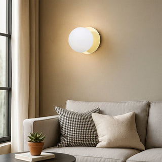 Lexi Odessa Opal Frosted Glass LED Wall Light with Gold Base White/Small