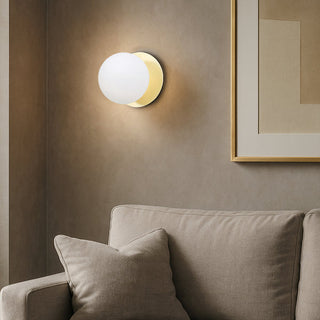 Lexi Odessa Opal Frosted Glass LED Wall Light with Gold Base White/Small