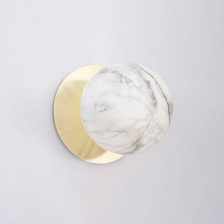 Lexi Odessa Marble Opal Glass LED Wall Light with Gold Base White/Small
