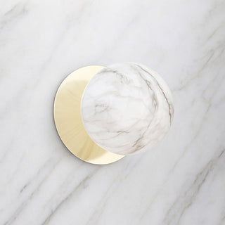 Lexi Odessa Marble Opal Glass LED Wall Light with Gold Base White/Small