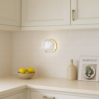 Lexi Odessa Marble Opal Glass LED Wall Light with Gold Base White/Small