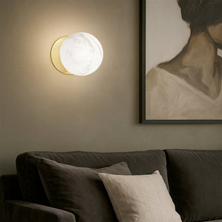 Lexi Odessa Marble Opal Glass LED Wall Light with Gold Base White/Small