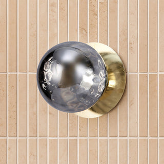 Lexi Odessa Molten Ripple Glass LED Wall Light with Gold Base White/Small