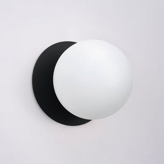 Lexi Odessa Opal Frosted Glass LED Wall Light with Black Base White/Large