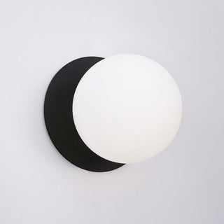 Lexi Odessa Opal Frosted Glass LED Wall Light with Black Base White/Large
