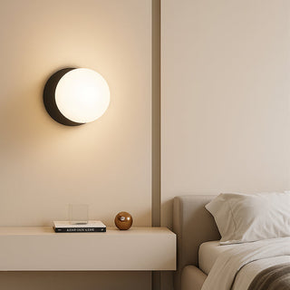 Lexi Odessa Opal Frosted Glass LED Wall Light with Black Base White/Large