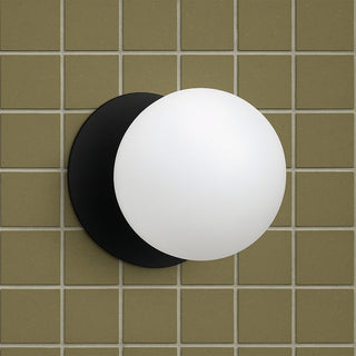Lexi Odessa Opal Frosted Glass LED Wall Light with Black Base White/Large