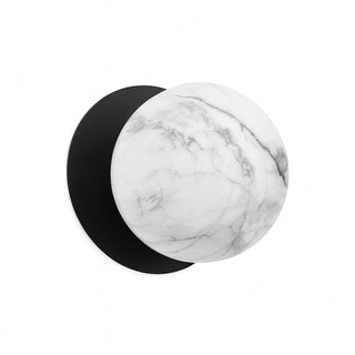 Lexi Odessa Marble Opal Glass LED Wall Light with Black Base White/Large