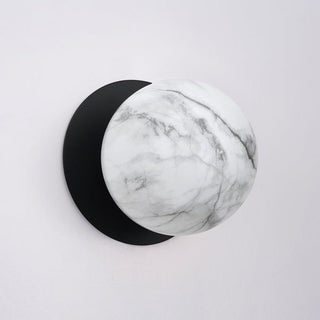 Lexi Odessa Marble Opal Glass LED Wall Light with Black Base White/Large