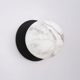 Lexi Odessa Marble Opal Glass LED Wall Light with Black Base White/Large