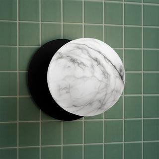 Lexi Odessa Marble Opal Glass LED Wall Light with Black Base White/Large