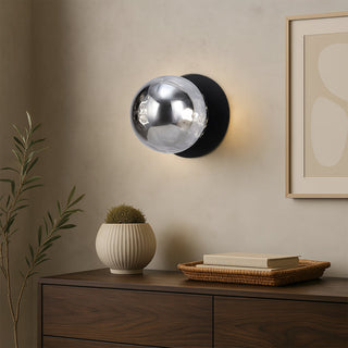 Lexi Odessa Molten Ripple Glass LED Wall Light with Black Base White/Large