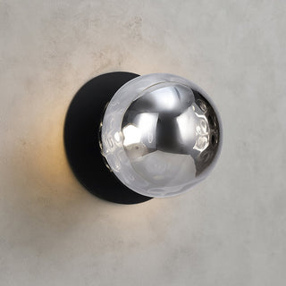 Lexi Odessa Molten Ripple Glass LED Wall Light with Black Base White/Large