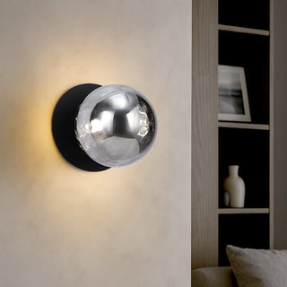 Lexi Odessa Molten Ripple Glass LED Wall Light with Black Base White/Large