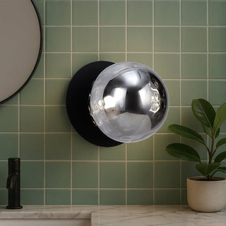 Lexi Odessa Molten Ripple Glass LED Wall Light with Black Base White/Large