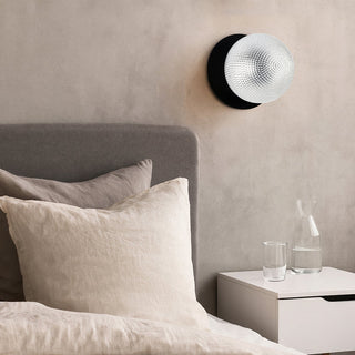 Lexi Odessa Diamond Cut Glass LED Wall Light with Black Base White/Large