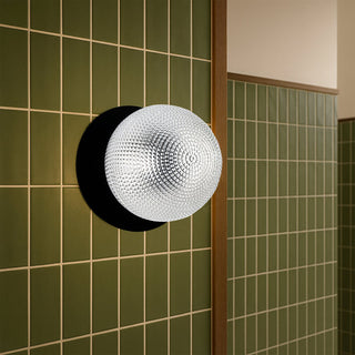 Lexi Odessa Diamond Cut Glass LED Wall Light with Black Base White/Large