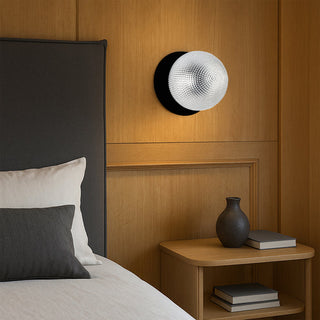 Lexi Odessa Diamond Cut Glass LED Wall Light with Black Base White/Large